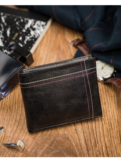 Always Wild čierna pánska kožená peňaženka A026