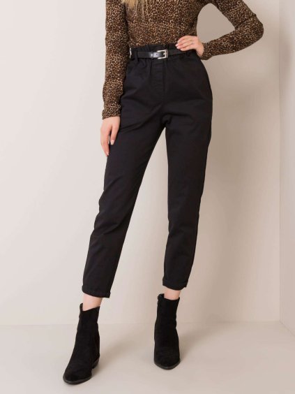 Dámske čierne nohavice s opaskom