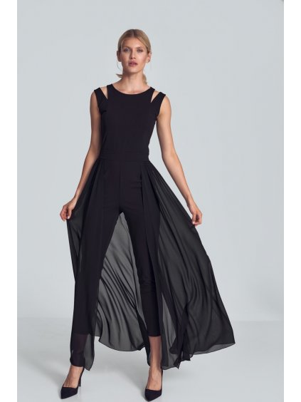 Čierny overal s vrchnou sukňou