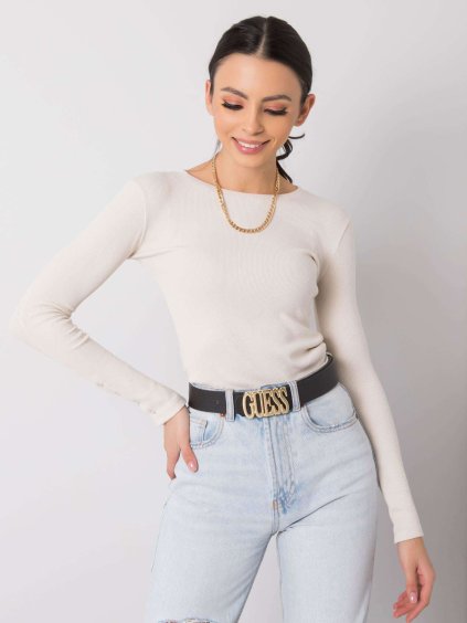 Béžové tričko s dlhými rukávmi a gombíkmi