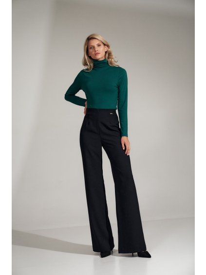 Čierne dámske zvonové nohavice