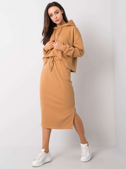 Hnedý komplet sukne a mikiny