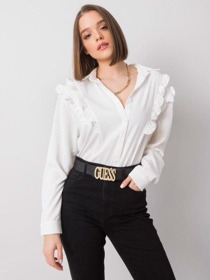 Smotanová dámska košeľa s volánikmi