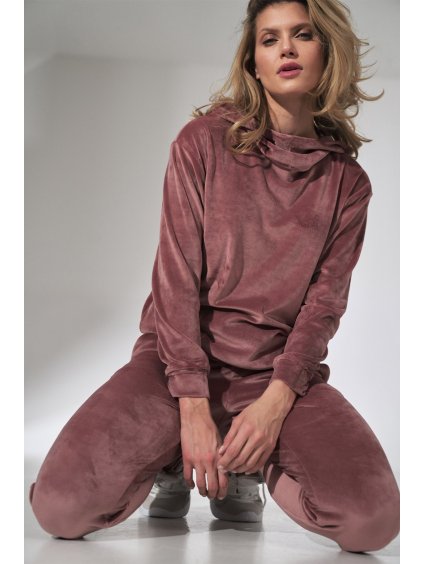 Ružová velúrová mikina