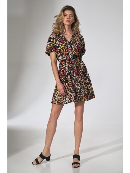 Čierne dámske šaty s kvetinami