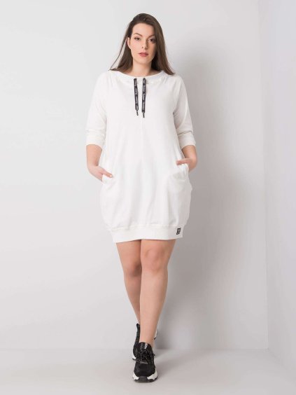 Smotanové mikinové šaty s vreckami