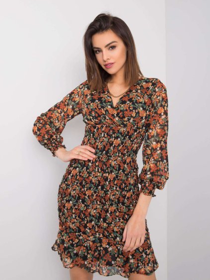 Tmavé farebné kvetované šaty