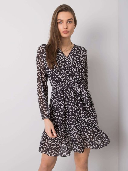 Čierne dámske šaty s kvetinami