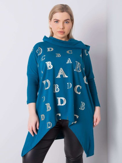 Petrolejová mikina s potlačou písmen