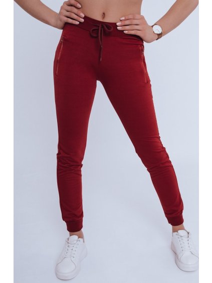 Bordó dámske tepláky so zipsami