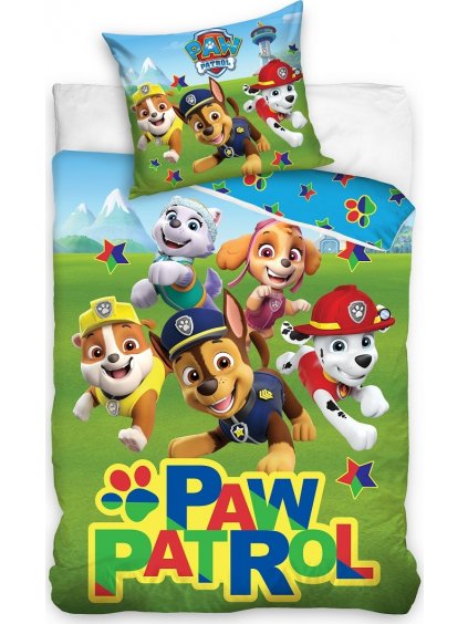 MODRO-ZELENÉ DETSKÉ OBLIEČKY PAW PATROL 140 X 200 CM