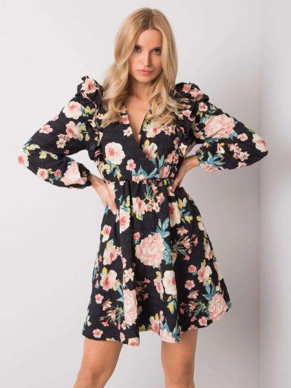 Čierne dámske šaty s kvetinami