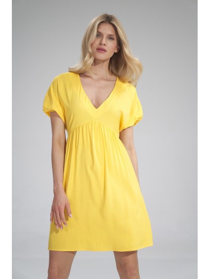 Žlté šaty s výstrihom do V