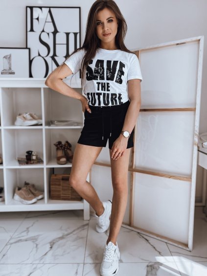 Bielo-čierna súprava trička a kraťasov Save