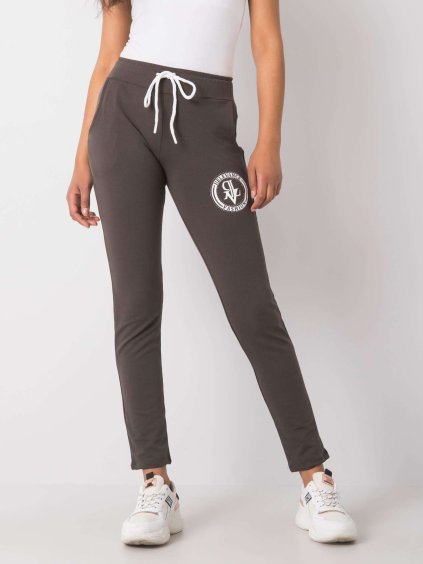 Khaki dámske tepláky s logom