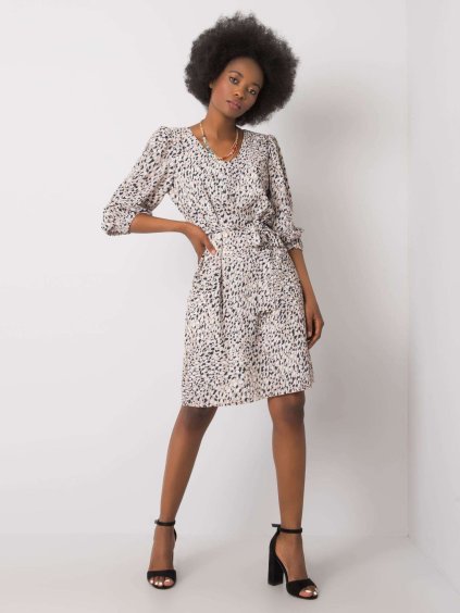 Béžové dámske vzorované šaty