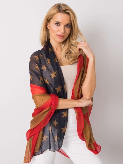 Hneda dámska pruhovana šatka s hviezdami