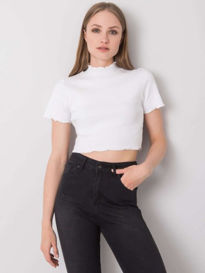 BIELY DÁMSKY CROP TOP S GOLIERIKOM