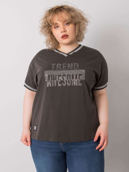 Khaki dámske tričko s kamienkami