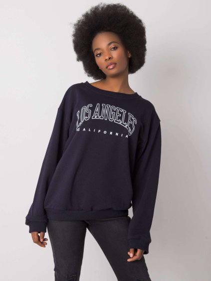 Tmavo modrá dámska mikina s nápisom