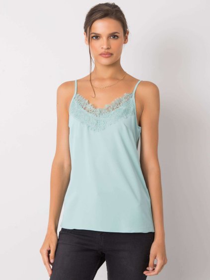 Mintovy dámsky nátelník s čipkou