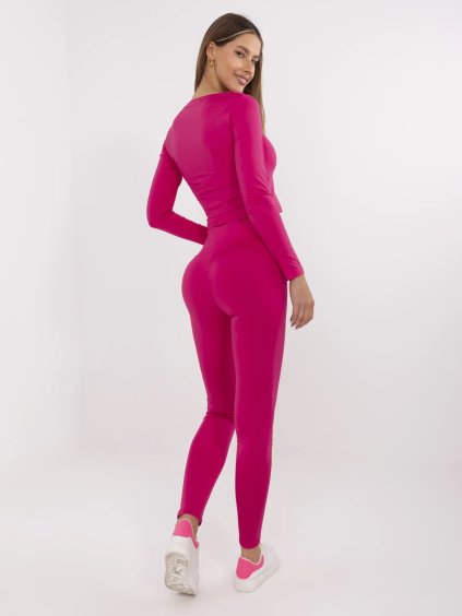 Fuchsiová dámska súprava trička a legín