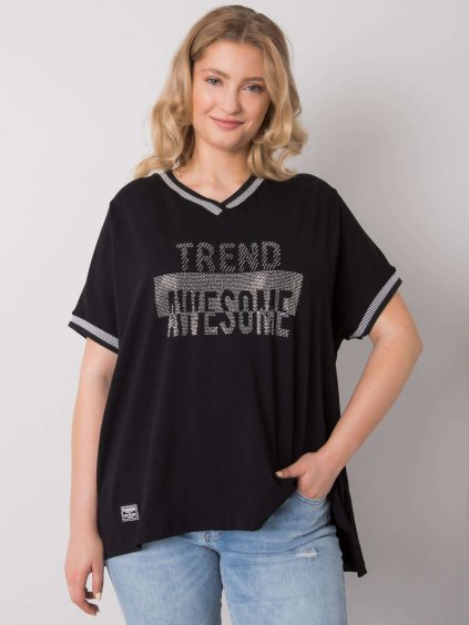Čierne dámske tričko s kamienkami