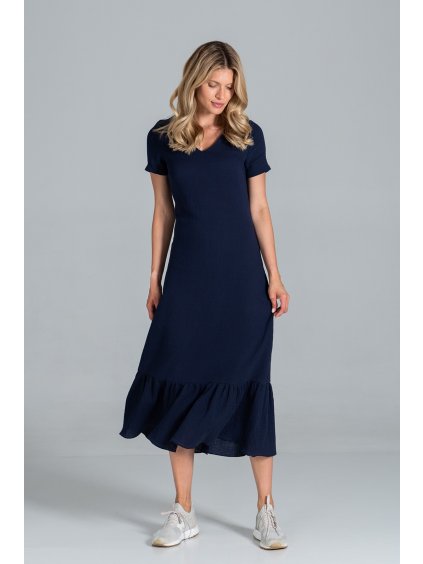 Tmavomodré bavlnené šaty