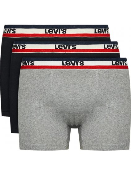 ČIERNO-SIVÁ SADA BOXERIEK LEVI'S BOXER 3 PAIRS BRIEFS