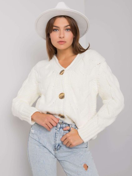 Smotanový dámsky sveter na gombíky