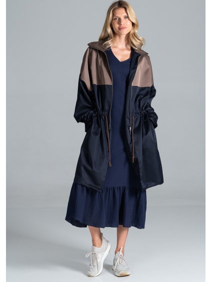 Hnedo-modrá retro parka