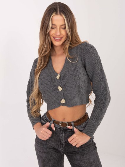 Tmavo šedý krátky sveter (Veľkosť ONE SIZE)