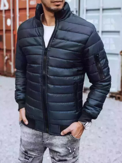 Tmavomodrá prešívaná prechodová bunda