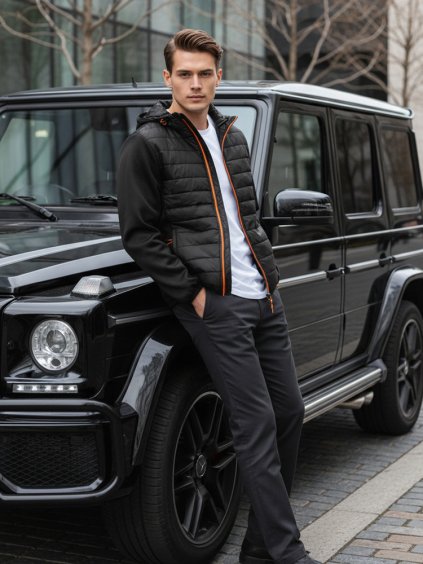 Čierna pánska prešívaná bunda