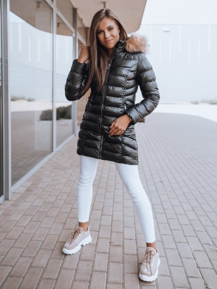 Čierna dámska prešívaná zimná bunda