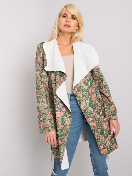 Khaki dámsky vzorovaný kabát