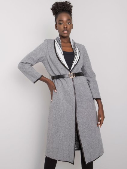 Sivý kabát s opaskom Katie
