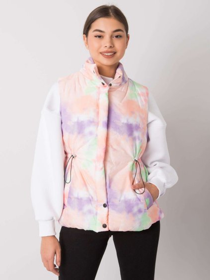 Fialovo-oranžová dámská vesta s gumičkou v pase