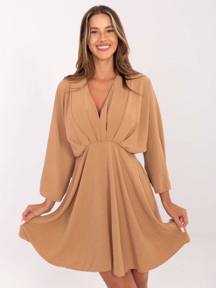 Hnedé dámske šaty s riasením