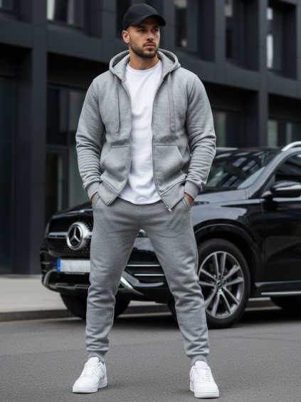 Pánska mikina s kapucňou šedá