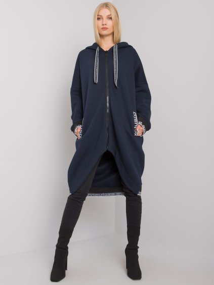 Tmavo modrá dámska dlhá mikina na zips