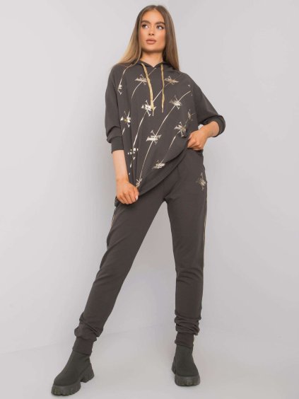 Khaki tepláková súprava s potlačou