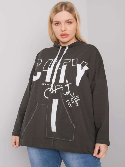 Khaki mikina s nápisom City a potlačou