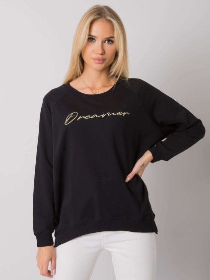Čierna dámska mikina s nápisom na hrudi
