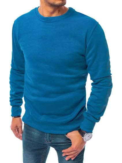 Modrá pánska mikina bez kapucne