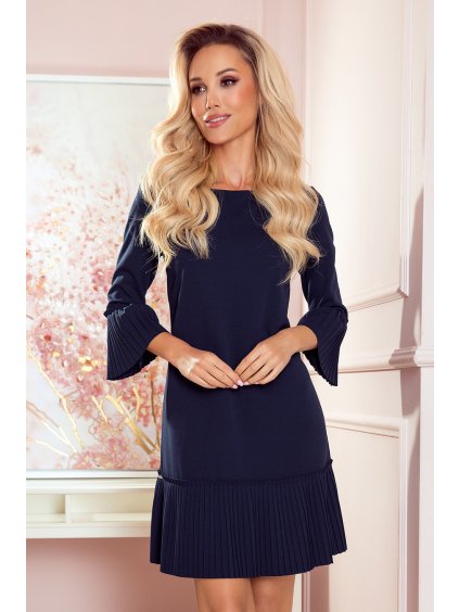 Modré plisované šaty - navy CRISTINA