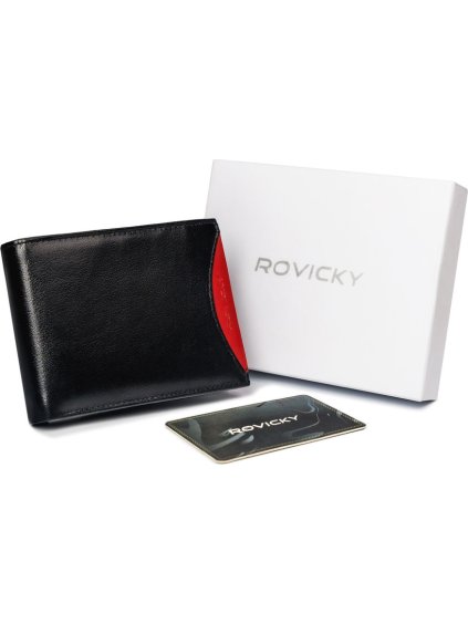 Čierna pánska kožená peňaženka Rovicky L087