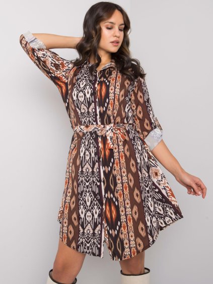 Hnedé vzorované košeľové šaty Kaegan