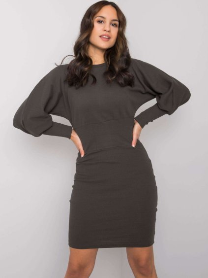 Elegantné khaki šaty Leticia s voľnými rukávmi