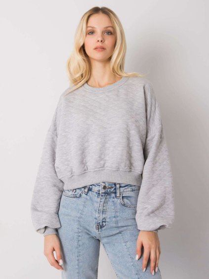 Svetlosivá prešívaná dámska skrátená mikina